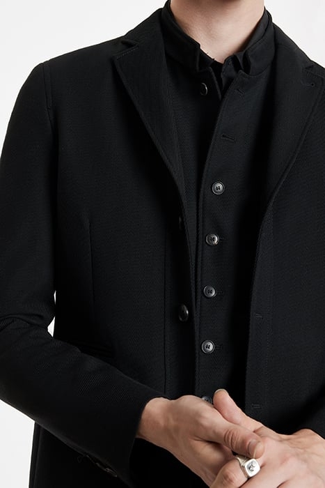 SLIM FIT NOTCH LAPEL JKT WITH BTN CLOSUR BLACK 3