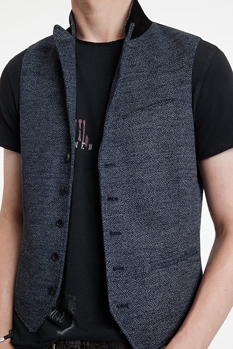 SLIM FIT PEAK LAPEL VEST WITH WIRE INSER NAVY 3