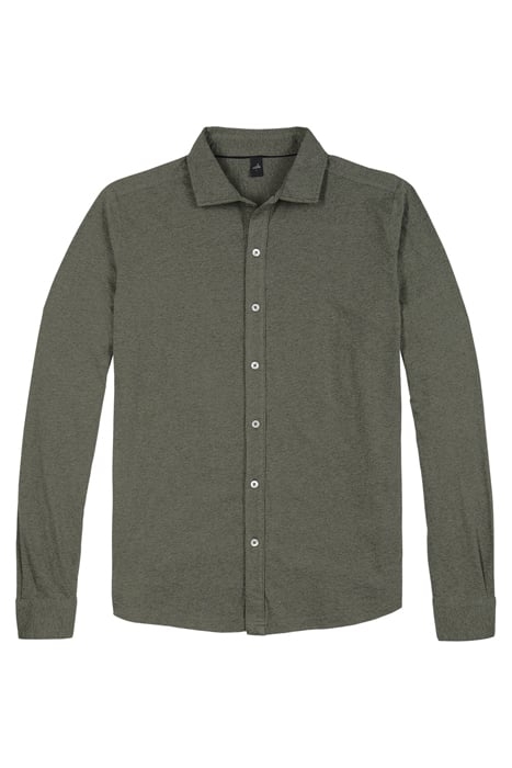 BARTON | TAILORED JERSEY SHIRT ARMY GREEN MELANGE 1
