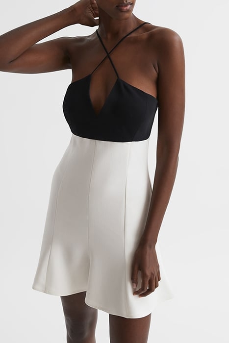 TRINA-COL DRESS BLACK/WHITE 1