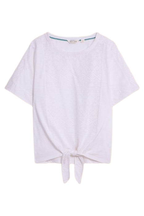 EMBROIDERED TIE HEM TOP BRILLIANT WHITE 2
