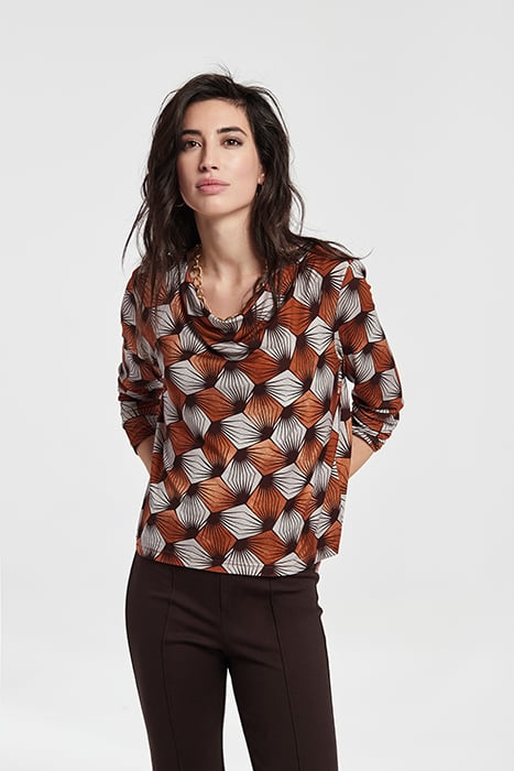 TOP WITH FLOWING NECKLINE RUSSET ORANGE 1