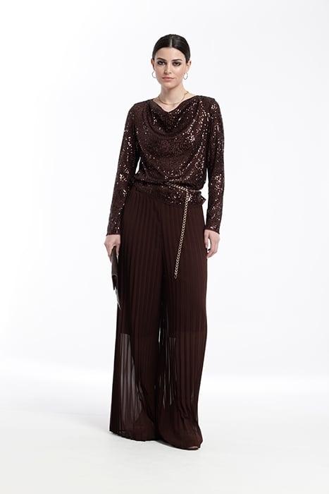 CHIFFON ASISA PLEATED TROUSER BROWN 4