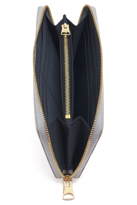 LIGHT GRAY LEATHER SMALL HEARTS WALLET 3