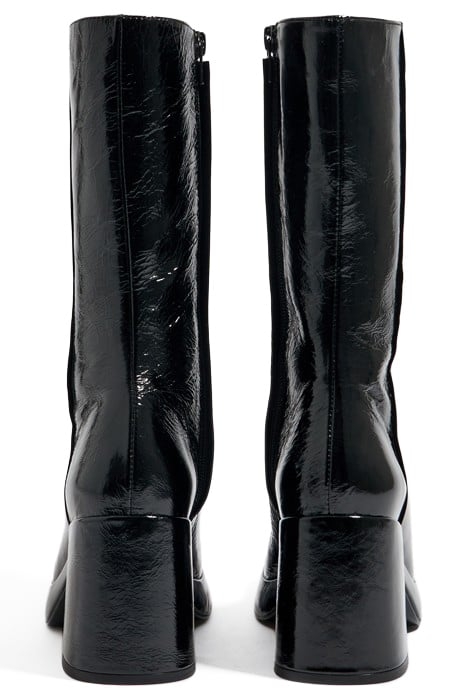 BLACK LEATHER PLATFORM HEELED ANKLE BOOT 3