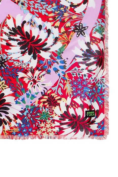 RED FLORAL LOGO SHAWL 2