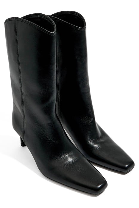 BLACK LEATHER HEELED GAUCHO BOOT 2