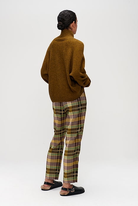 SYDNEY PLEAT CHECKED PANTS MOSS 3