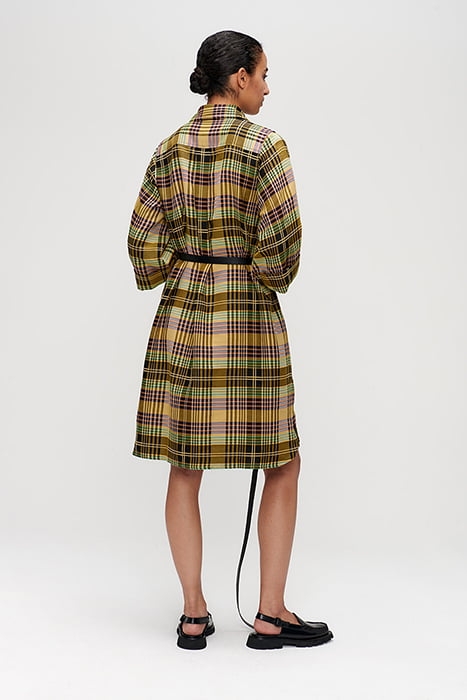 DOOR CHECKED DRESS MOSS 2