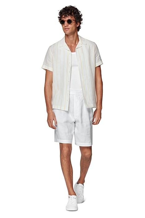 YELLOW STRIPED CAMP COLLAR SLIM FIT SHIRT 3