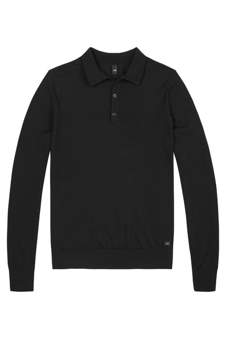 WARD | LONGSLEEVE MERINO RETRO POLO PURE BLACK 1