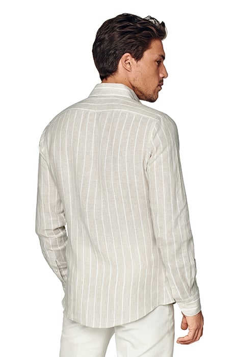 LIGHT BROWN STRIPED SLIM FIT SHIRT 2