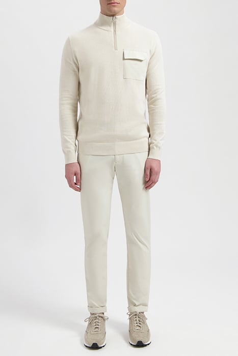 LEWIS | COTTON HALF ZIP PULLOVER WHITE SAND 1