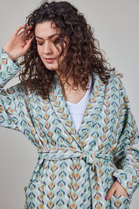 KIMONO VEST LOIS PRINT GRANITE GREEN WITH TROY PRINT 5