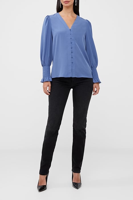 CREPE V NECK BLOUSE BLUE 2