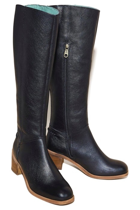 GENIE LEATHER HEELED KNEE BOOT PURE BLACK 2