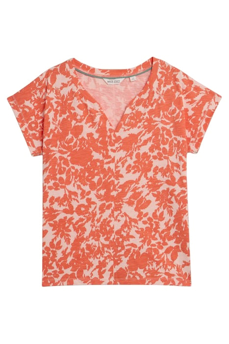 NELLY NOTCH NECK TEE ORANGE PRINTED 2