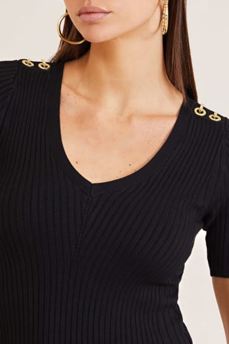 ALICE SS V NECK SWEA JET BLACK A996 5