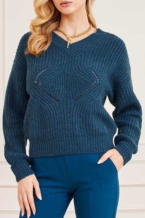 MARCIANO BY GUESS MICHELLE V NECK SWTR BLUE OPAL 5