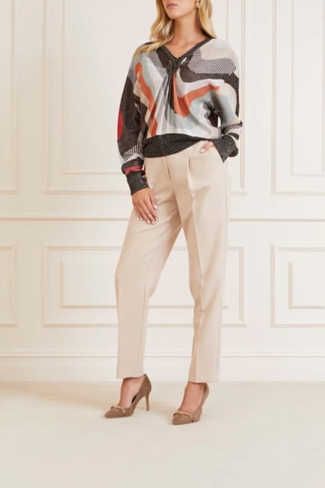 SCARLETT BAT SLEEVE HIGHLOW ALL OVER KNITTED SWEATER JACQ 5