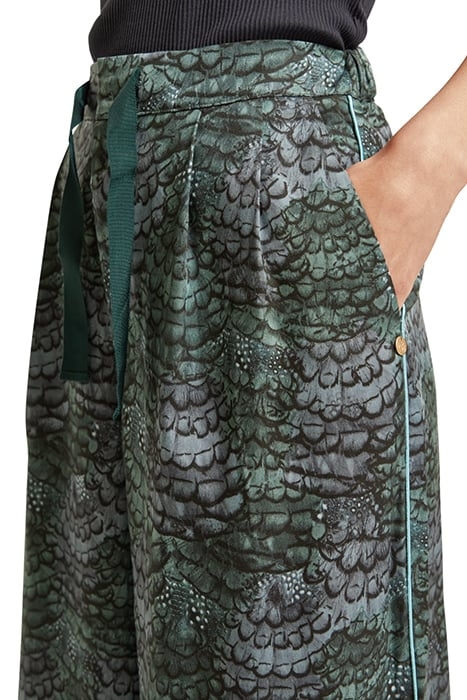 ELENI - HIGH RISE WIDE LEG PYJAMA PANTS FEATHER BOTTLE GREEN 7