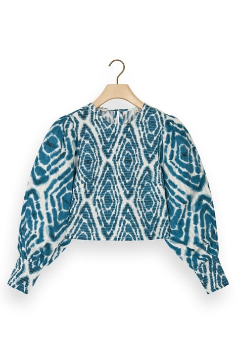 SMOCKED TOP WITH BOW BACK DISCO TIE DYE BOTTLE GREEN 4