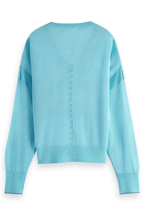 RELAXED V-NECK PULLOVER TOPAZ MELANGE 5