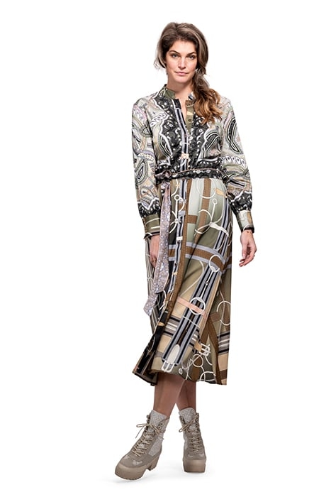 DRESS LOUVAIN LONG GREEN EQUESTRIAN PAISLEY 4