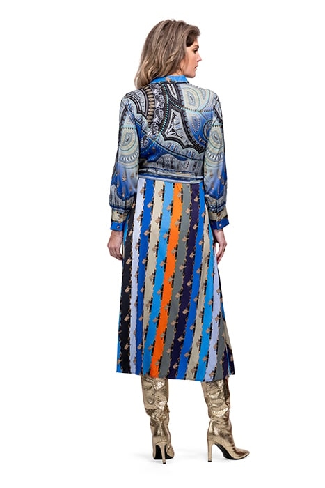 DRESS LOUVAIN LONG BLUE WITH BELTS AND PAISLEY 2