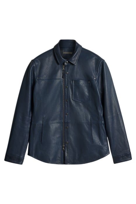 SNAP/ZIP SHIRT LEATHER JACKET INK BLUE 2