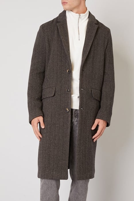 LONG SLEEVES BUTTONED COAT CHEVRON NAVY GRIS 1