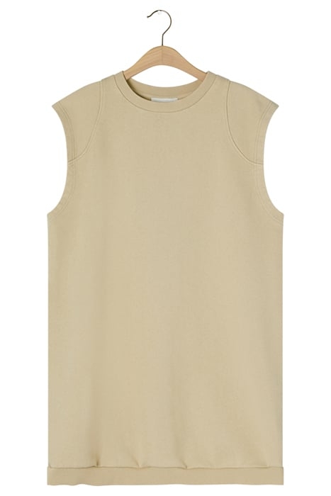 ROUND COLLAR SLEEVELESS SHORT DRESS LATTE VINTAGE 3