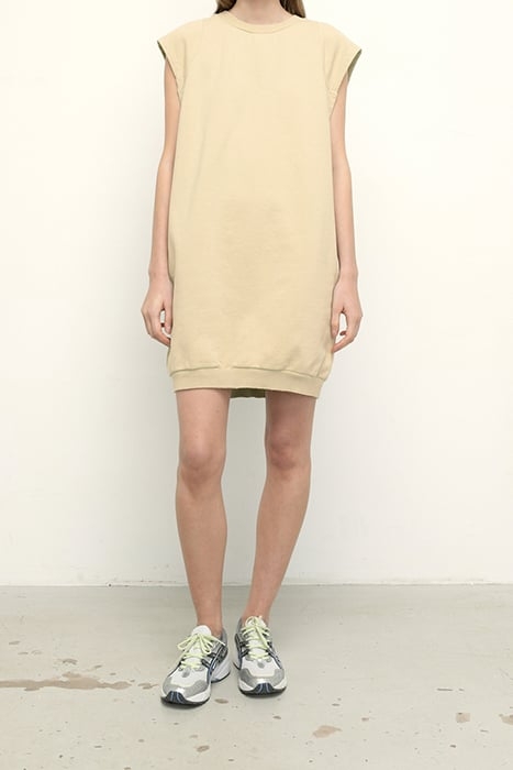 ROUND COLLAR SLEEVELESS SHORT DRESS LATTE VINTAGE 1