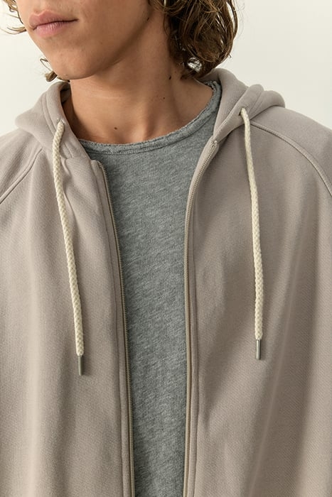 LONG-SLEEVES ZIPPED HOODIE TAUPE VINTAGE 4