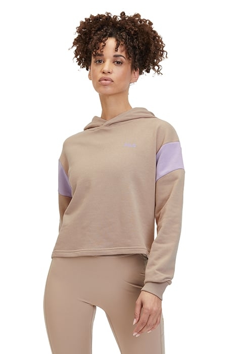 TREVI BLOCKED CROPPED HOODY MOCHA MERINGUE-VIOLA 1