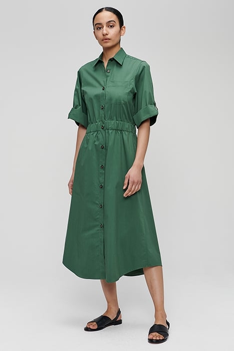 COTTON TWILL WAISTED DRESS AZZURRO 1