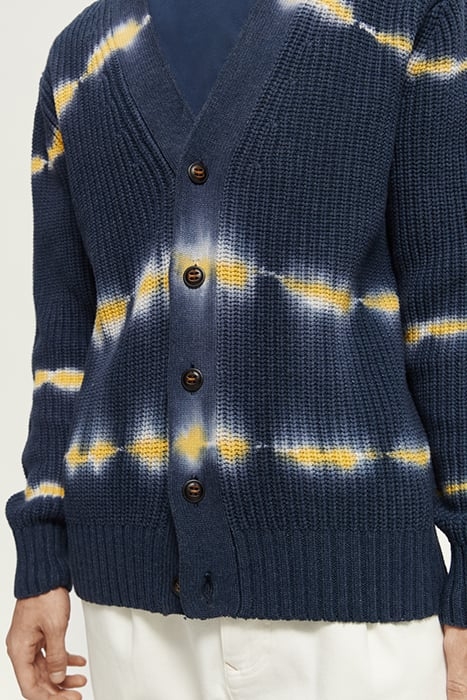 COTTON-BLEND TIE-DYED RIB KNIT CARDIGAN COMBO C 6