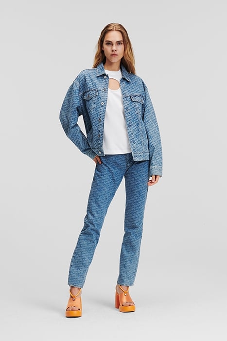 DIAGONAL AOP DENIM JACKET MID BLUE 2