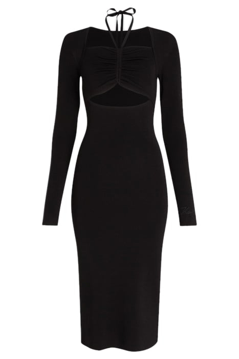 LS CUT OUT KNIT DRESS BLACK 3