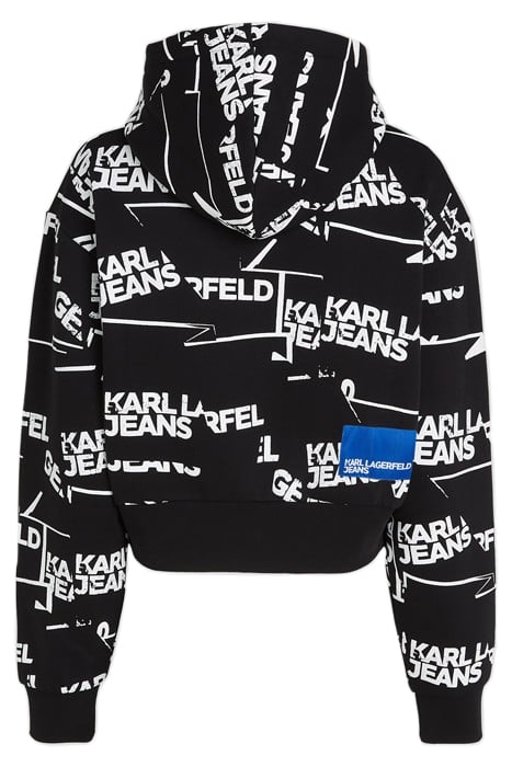 KLJ RELAXED CROPPED HOODIE BLACK WHITE 2