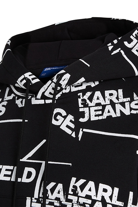 KLJ RELAXED CROPPED HOODIE BLACK WHITE 3