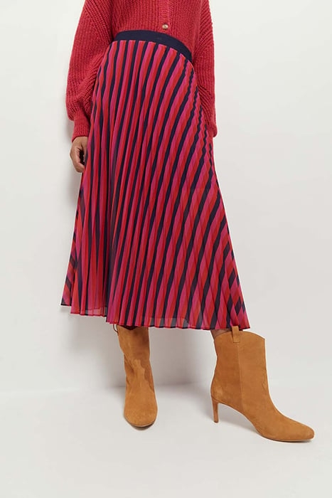 JENNA - NASTURTIUM PLEATED MAXI SKIRT WITH GRAPHIC LINES 1