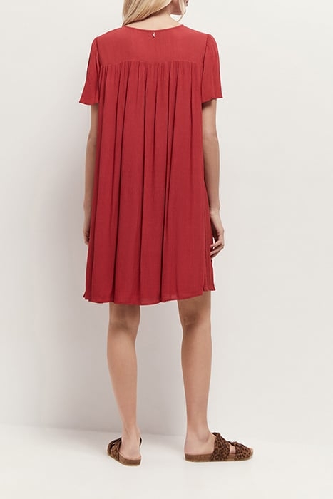 REVIA - CREPE CHILIPEPPER DRESS WITH TONE-ON-TONE EMBROIDERY 3