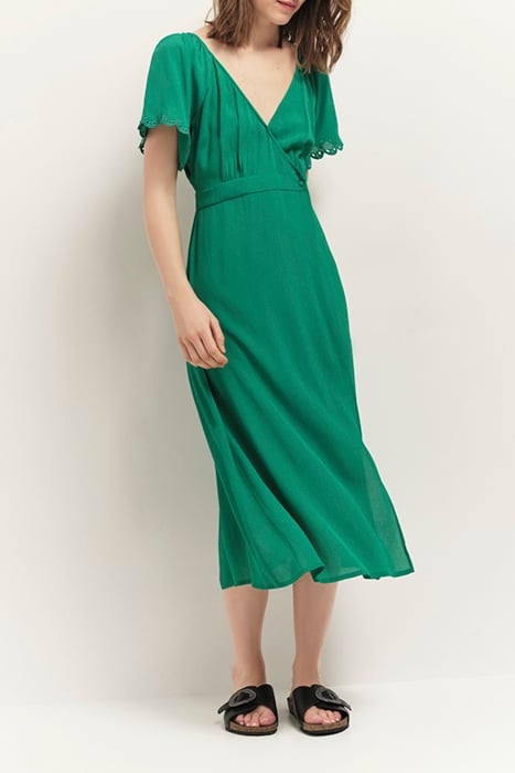 RYOKO - MIDI WRAP DRESS GREEN GRASS 2