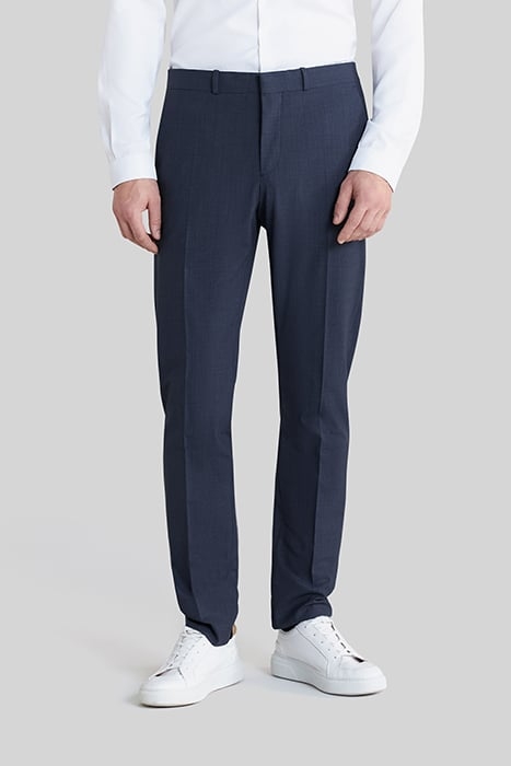 NAVY MINI-CHECK TRAVEL SUIT SUIT TROUSERS 1