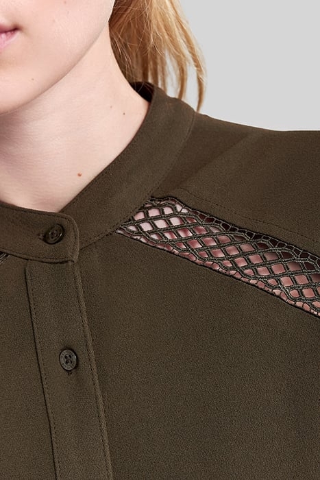 KHAKI RECYCLED DRESS WITH TONE-ON-TONE LACE PANEL 5