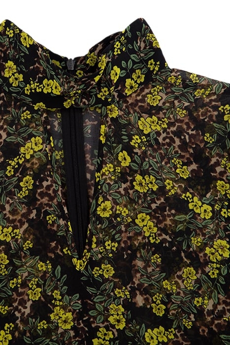 BLACK RECYCLED BLOUSE WITH FLORAL LEOPARD PRINT 7