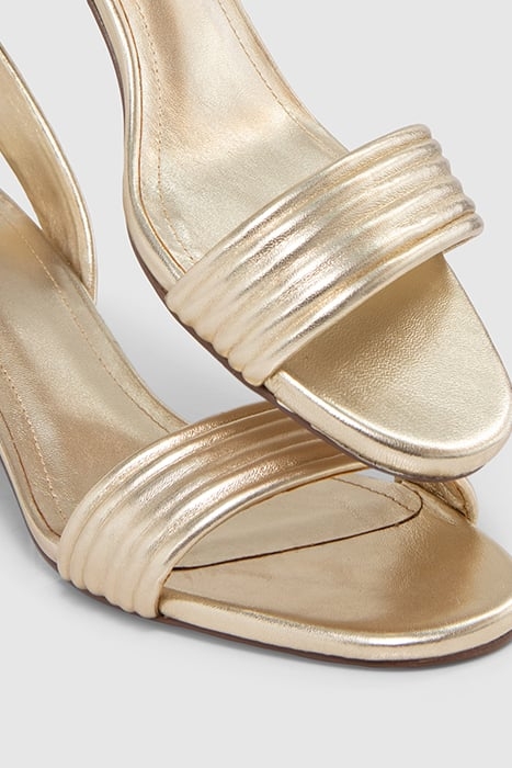 METALLIC GOLD LEATHER HEELED SANDALS 7