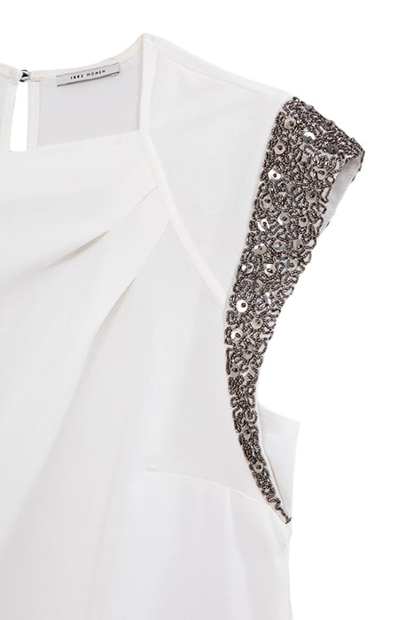 WHITE TOP WITH BEADS AND SEQUINS ON SHOULDERS 7