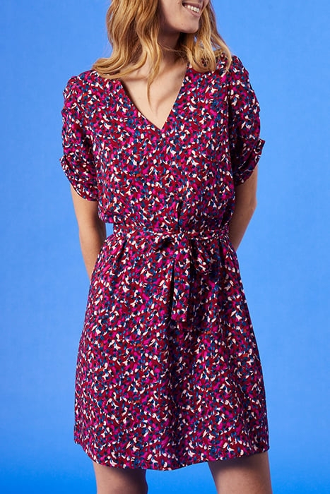 DARK RED TACHIST PRINT DRESS 8